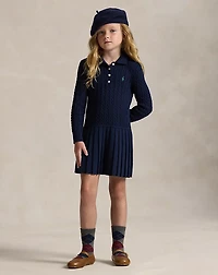 Mini-Cable Polo Sweater Dress