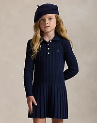 Mini-Cable Polo Sweater Dress