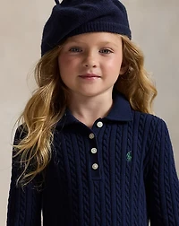 Mini-Cable Polo Sweater Dress