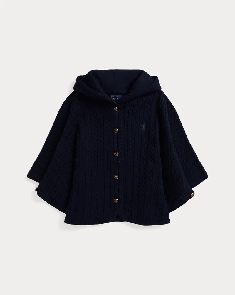 Mini-Cable Cotton Hooded Poncho