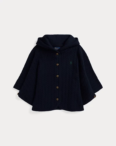 Mini-Cable Cotton Hooded Poncho