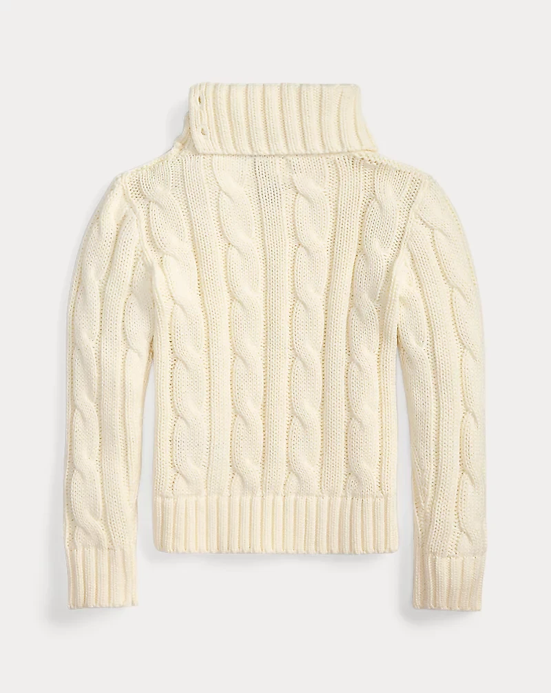 Cable-Knit Cotton Turtleneck Sweater