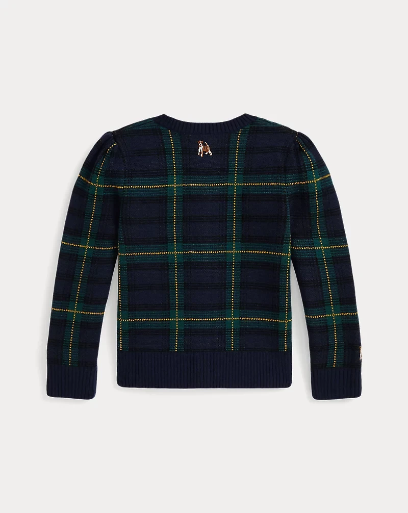 Dog-Embroidered Wool Cardigan