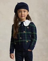 Dog-Embroidered Wool Cardigan