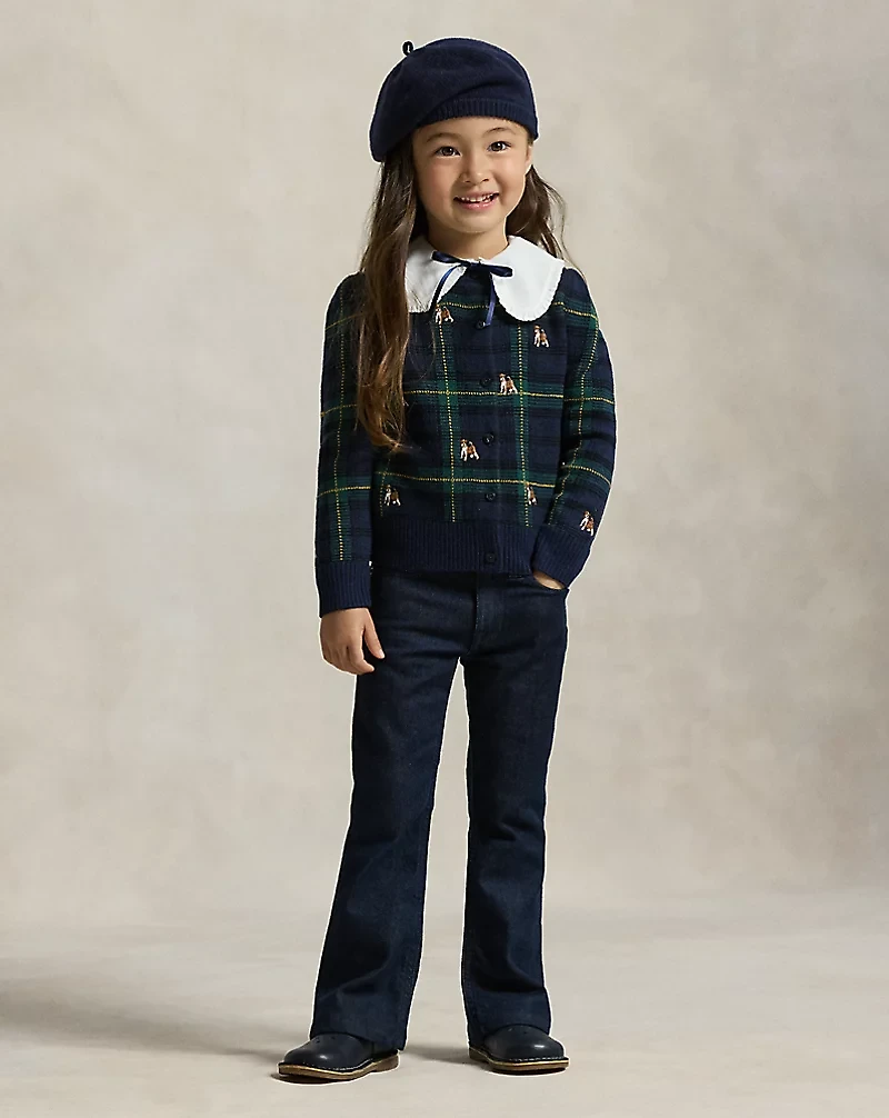 Dog-Embroidered Wool Cardigan