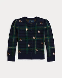 Dog-Embroidered Wool Cardigan