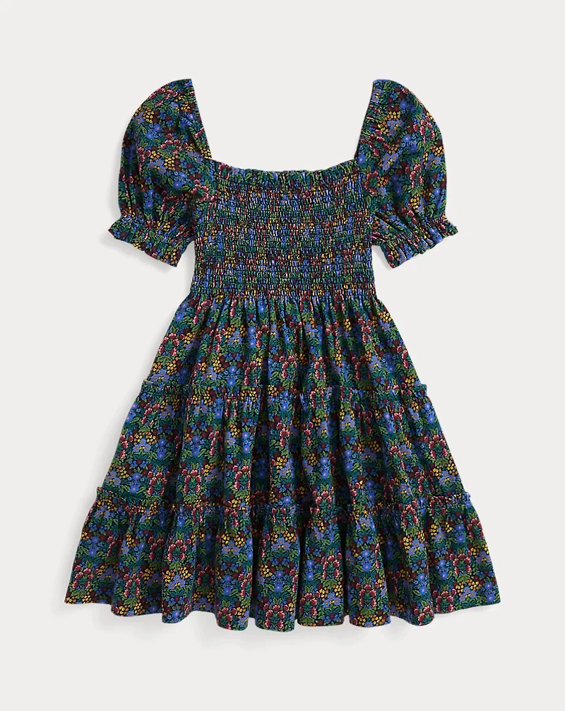 Floral Smocked Cotton Jersey Dress
