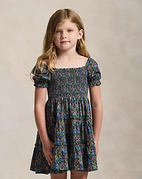 Floral Smocked Cotton Jersey Dress