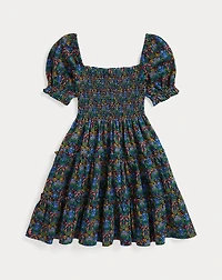 Floral Smocked Cotton Jersey Dress