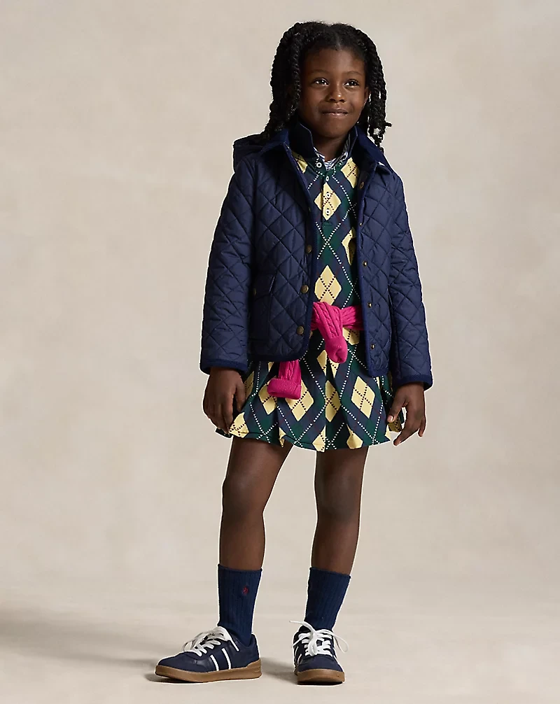 Argyle Stretch Mesh Polo Dress