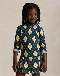 Argyle Stretch Mesh Polo Dress