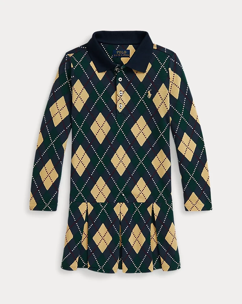 Argyle Stretch Mesh Polo Dress
