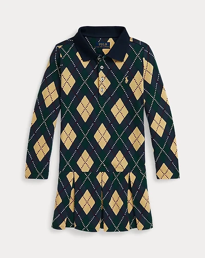 Argyle Stretch Mesh Polo Dress