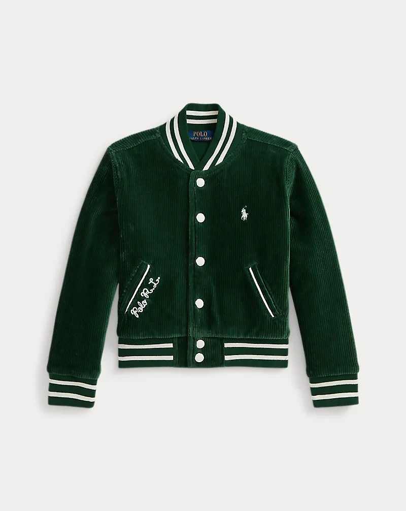 Logo Velour Baseball Jacket