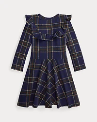 Plaid Ruffled Stretch Jersey Dress