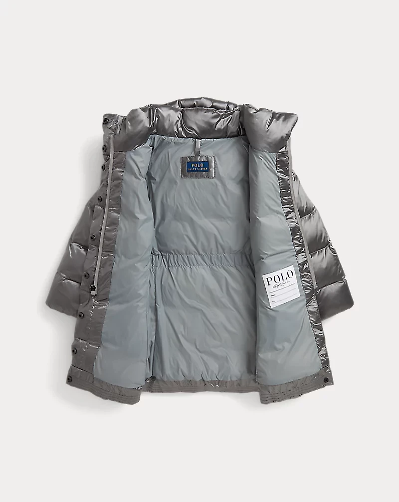 Metallic Down Hooded Long Jacket