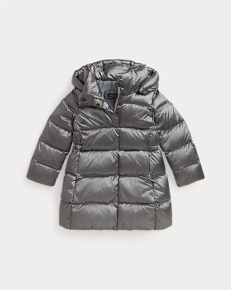 Metallic Down Hooded Long Jacket