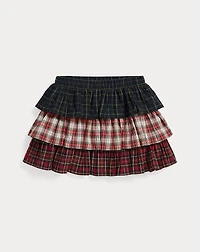 Plaid Tiered Poplin Skirt