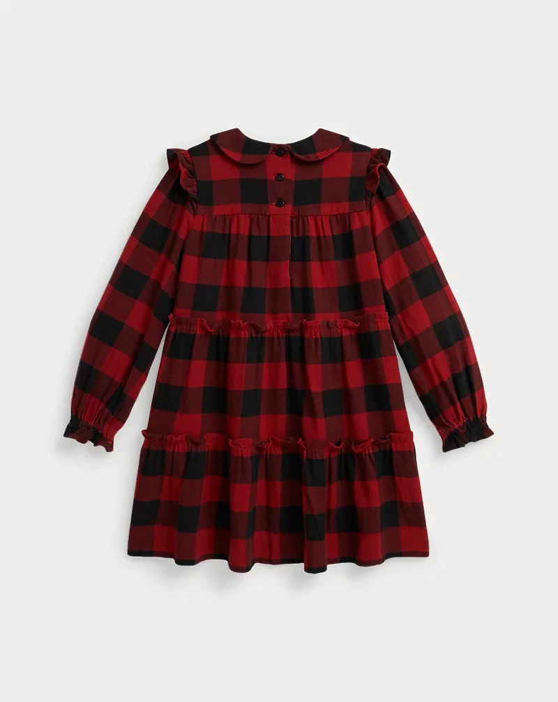 Buffalo Check Ruffled Cotton Twill Dress