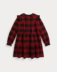 Buffalo Check Ruffled Cotton Twill Dress