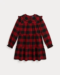 Buffalo Check Ruffled Cotton Twill Dress