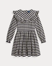 Buffalo Check Ruffled Cotton Twill Dress