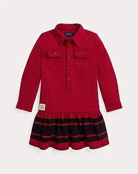 Drop-Waist Flannel Cotton Shirtdress