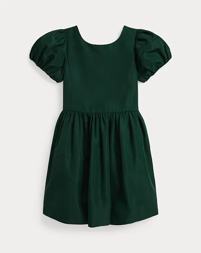 Balloon-Sleeve Taffeta Dress