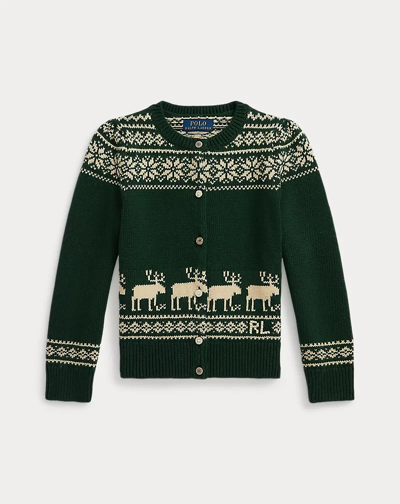 Fair Isle Reindeer Cotton-Blend Cardigan