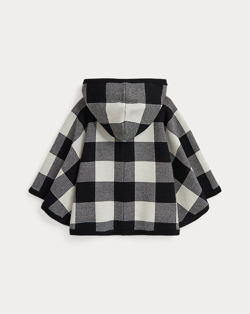 Checked Wool Hooded Poncho