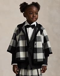 Checked Wool Hooded Poncho