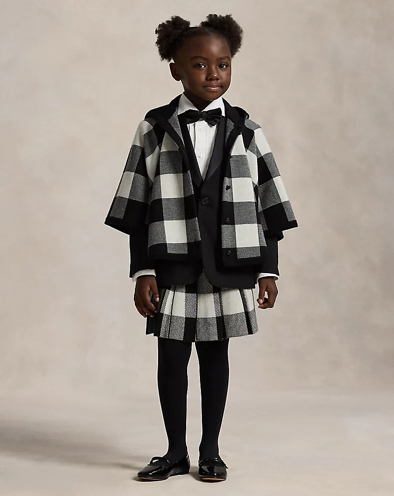 Checked Wool Hooded Poncho