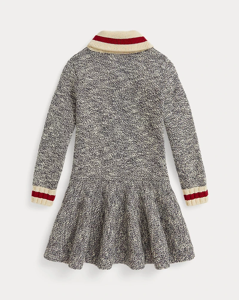 Shawl-Collar Cotton Sweater Dress