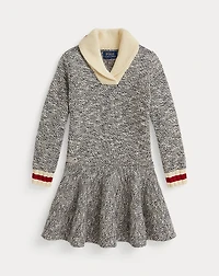 Shawl-Collar Cotton Sweater Dress