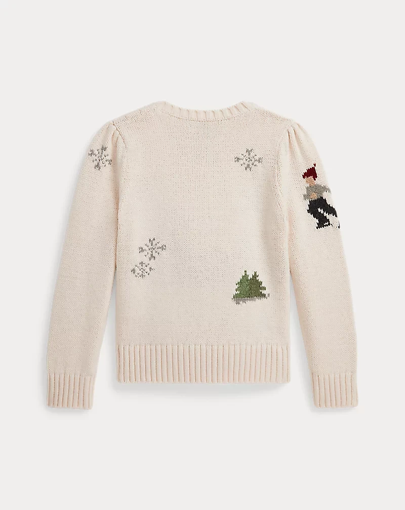 Ice Skater-Intarsia Crewneck Sweater