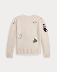 Ice Skater-Intarsia Crewneck Sweater