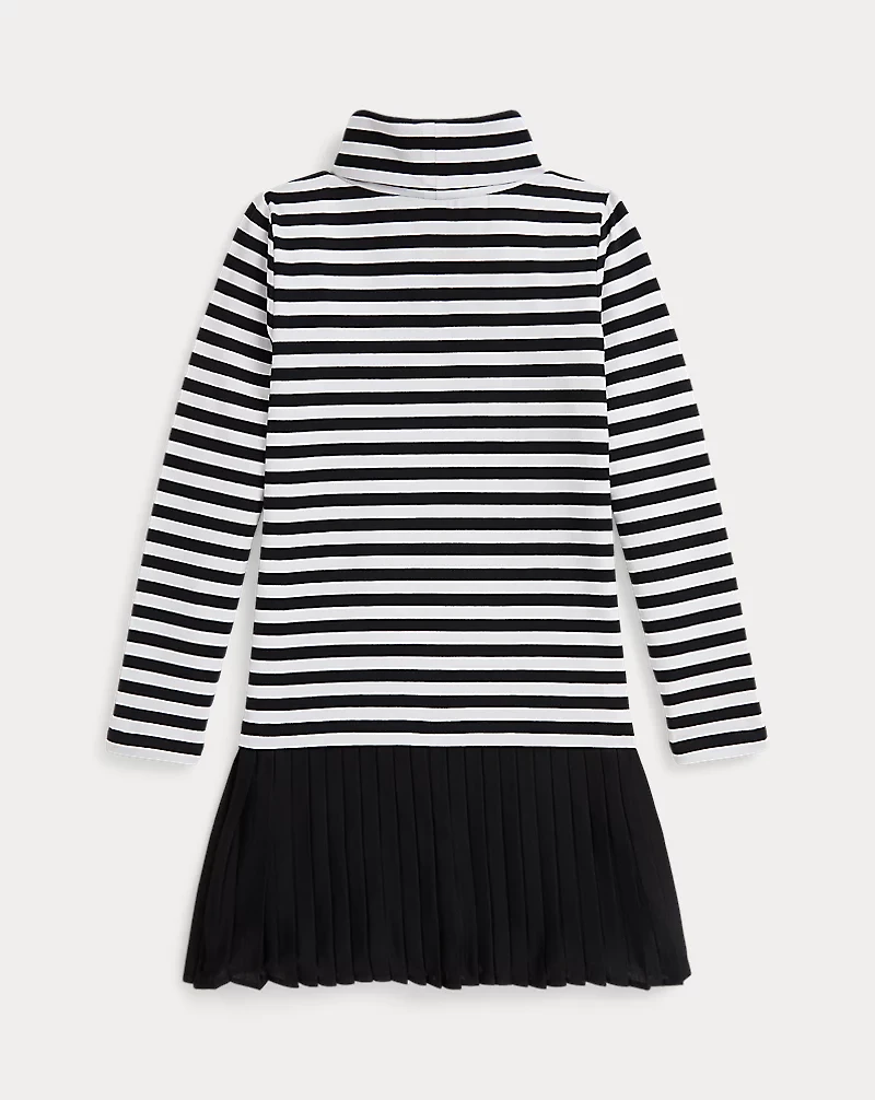 Striped Stretch Jersey Turtleneck Dress