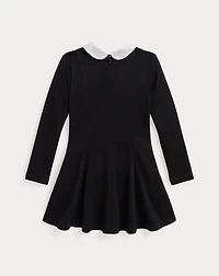 Contrast-Collar Ponte Dress