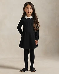 Contrast-Collar Ponte Dress