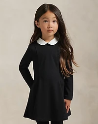 Contrast-Collar Ponte Dress