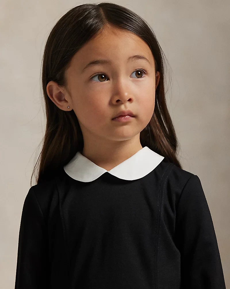 Contrast-Collar Ponte Dress