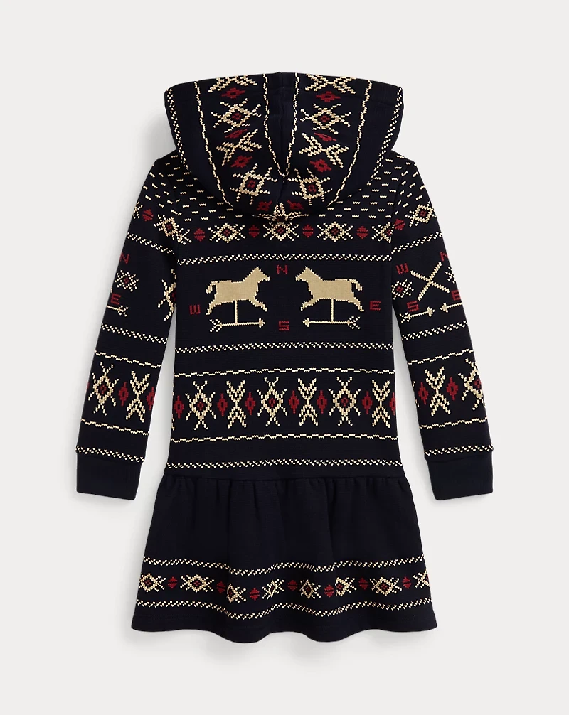 Patterned Fleece Hooded Dress
