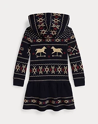 Patterned Fleece Hooded Dress