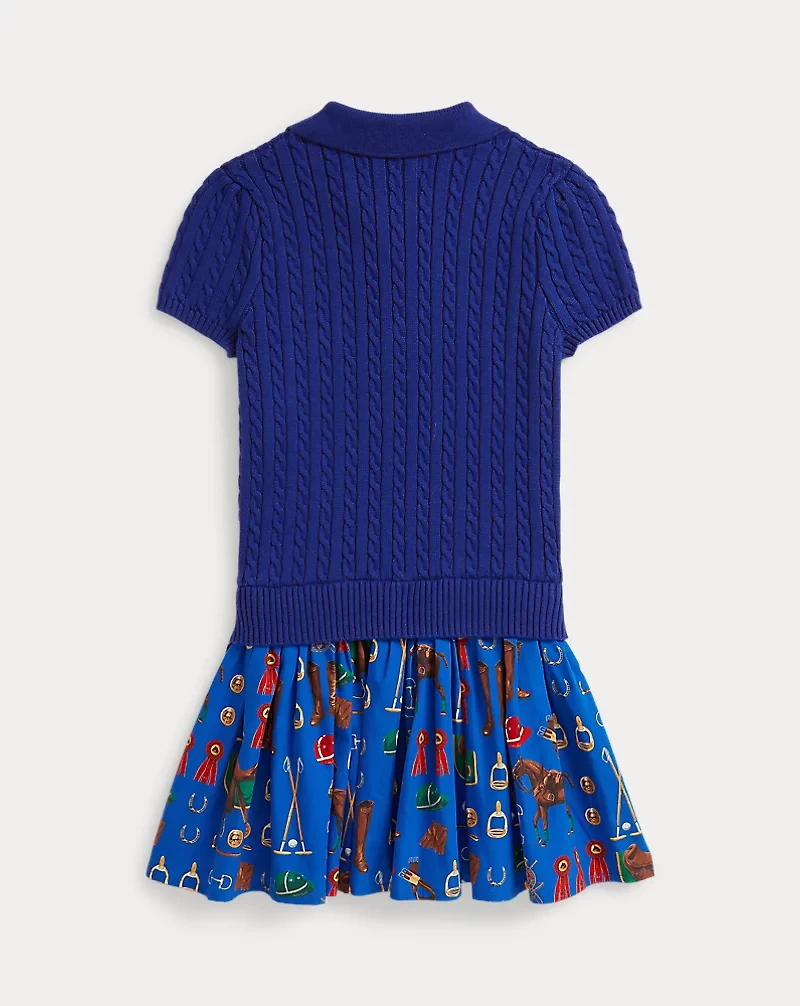 Equestrian-Print Mini-Cable Cotton Dress