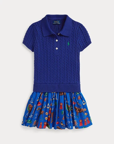 Equestrian-Print Mini-Cable Cotton Dress