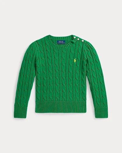 Elbow-Patch Cable-Knit Cotton Sweater