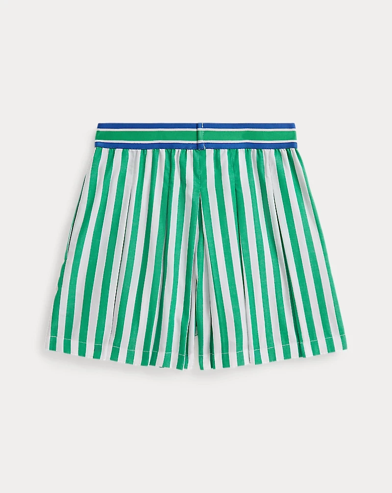 Striped Pleated Poplin Culotte Short