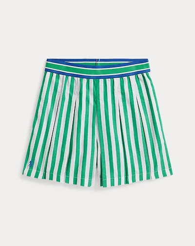 Striped Pleated Poplin Culotte Short