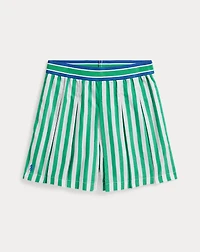 Striped Pleated Poplin Culotte Short