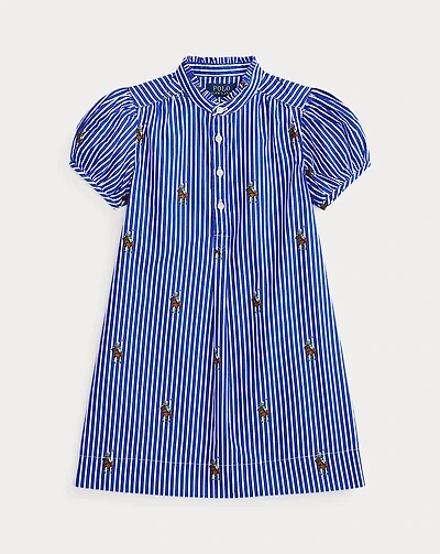 Polo Bear Striped Cotton Poplin Dress